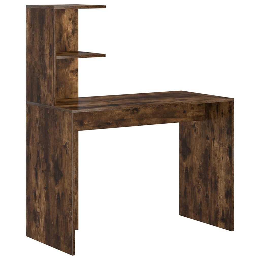 Desk with Shelf Smoked Oak 102 x 50 x 124 cm Engineered Wood