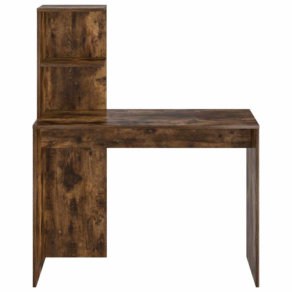 Desk with Shelf Smoked Oak 102 x 50 x 124 cm Engineered Wood