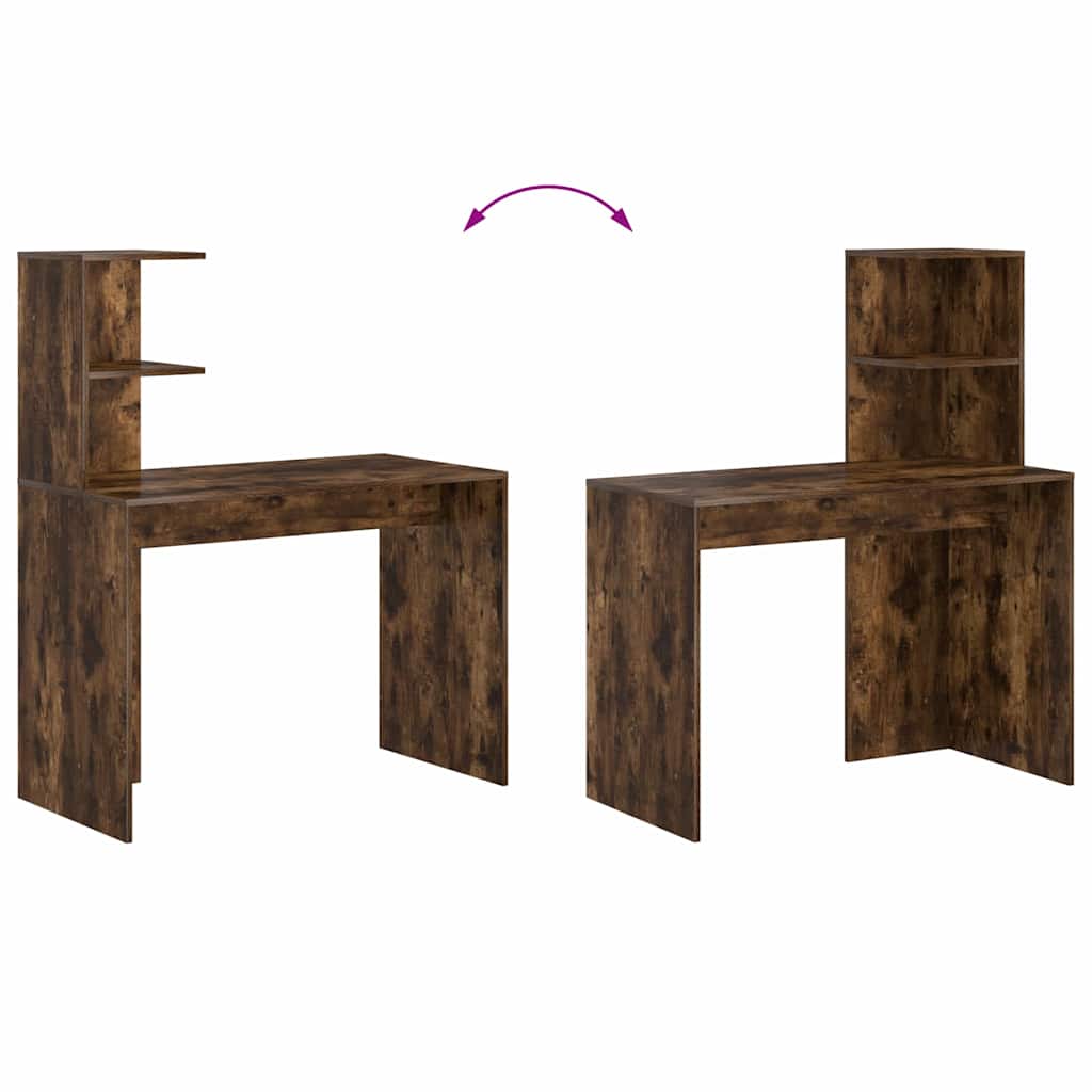 Desk with Shelf Smoked Oak 102 x 50 x 124 cm Engineered Wood