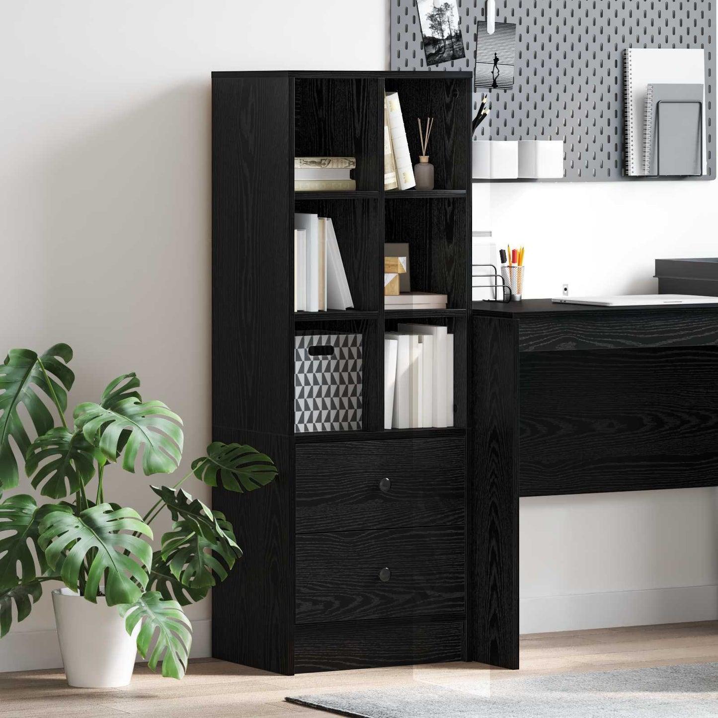 Highboard with Drawer Black Oak 45.5 x 34 x 127 cm