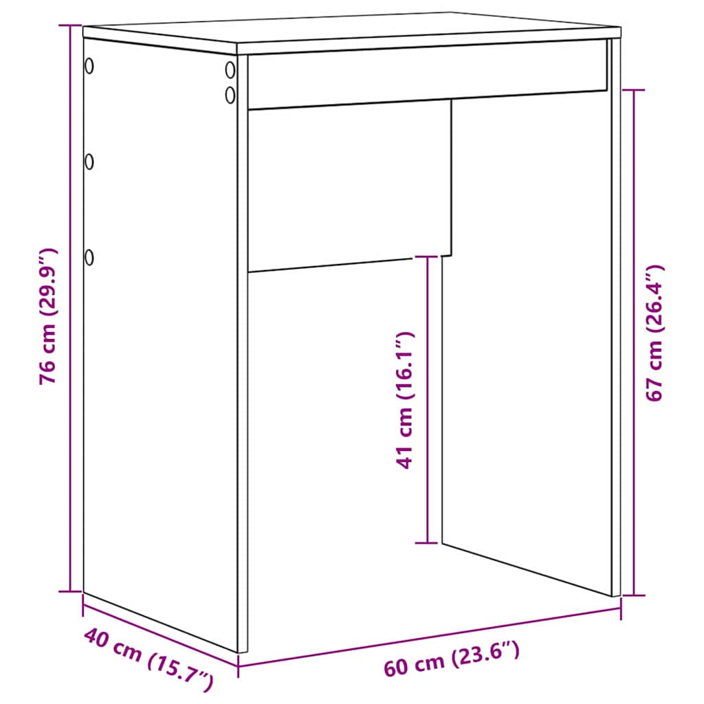 vidaXL Desk Concrete grey 60 x 40 x 76 cm Engineered wood