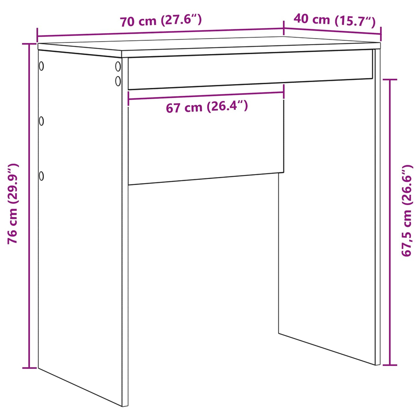 Desk White 70 x 40 x 76 cm