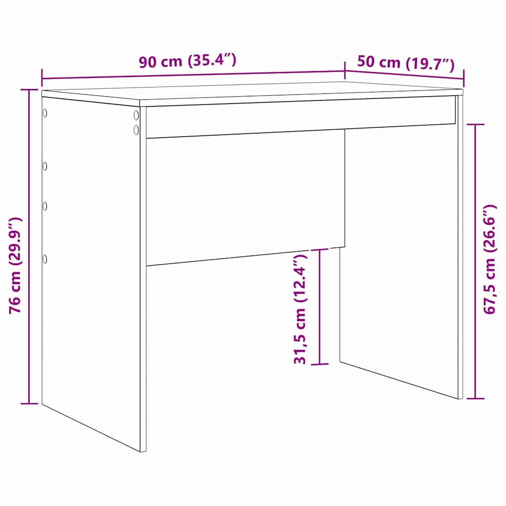 Desk Smoked Oak 90 x 50 x 76 cm