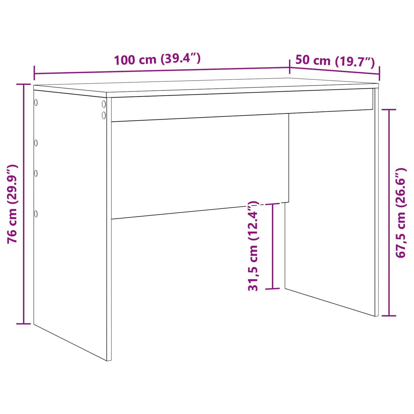 Desk White 100 x 50 x 76 cm