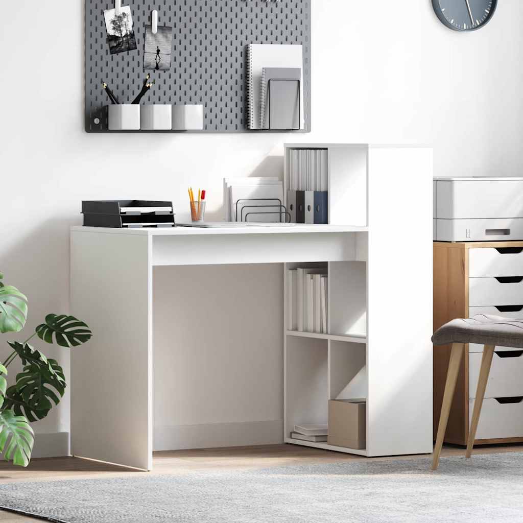 Desk White Engineered Wood 108 x 55 x 103.5 cm