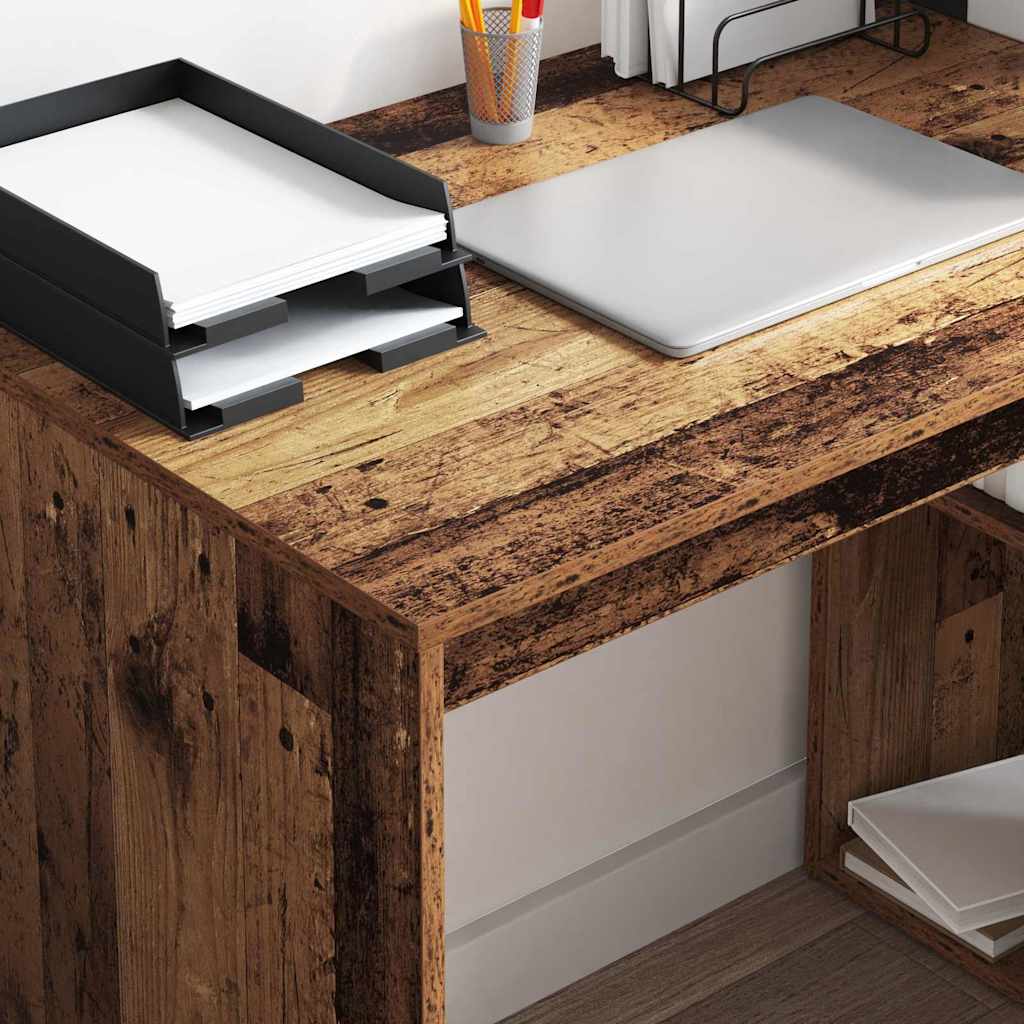 Desk with Shelf Old Wood 108 x 55 x 103.5 cm Engineered Wood