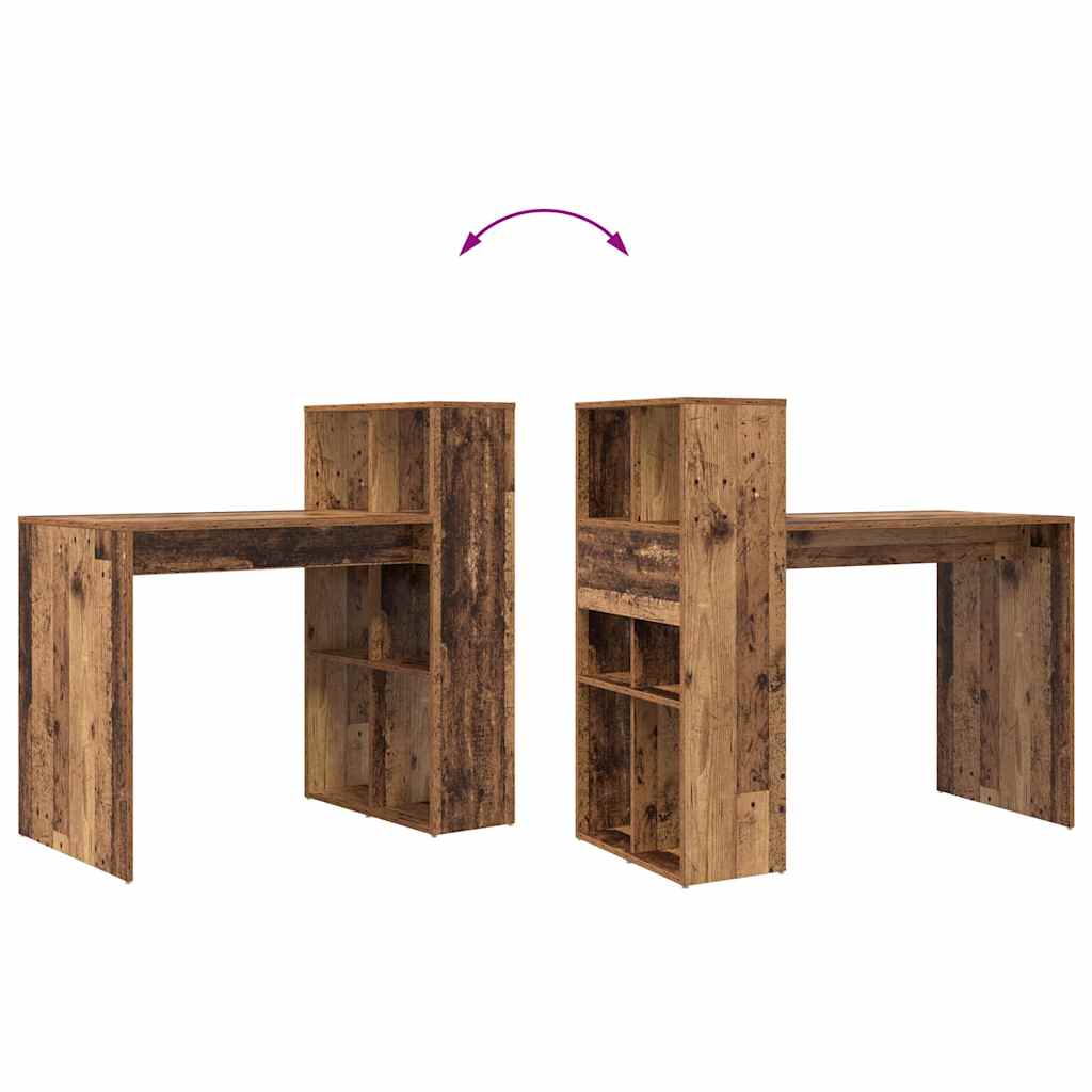 Desk with Shelf Old Wood 108 x 55 x 103.5 cm Engineered Wood