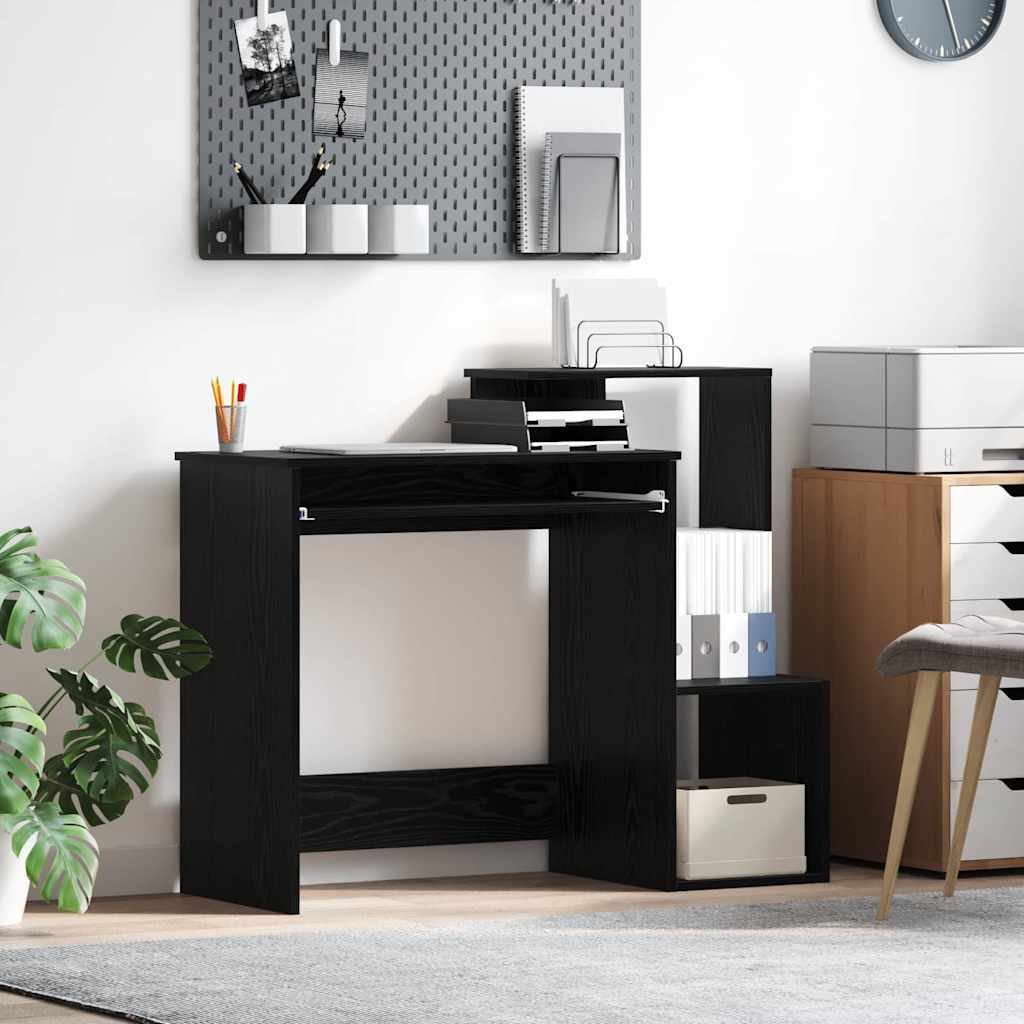 vidaXL Desk with Shelf Black Oak 106 x 40 x 88.5 cm Engineered Wood