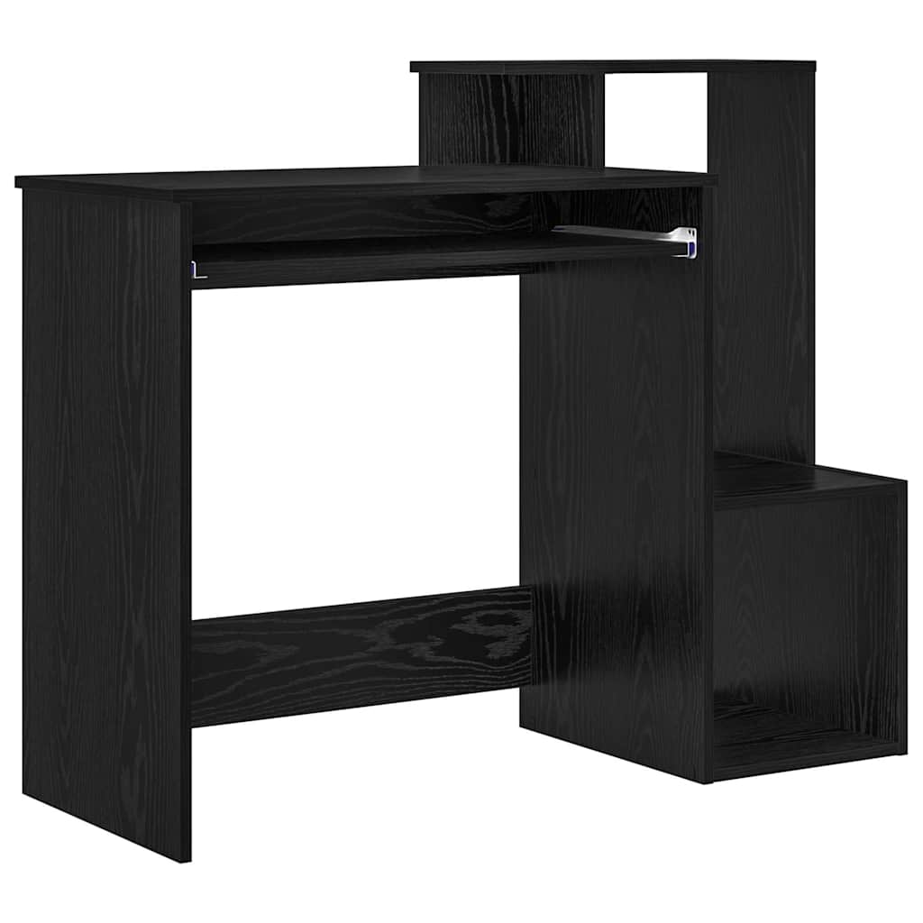 vidaXL Desk with Shelf Black Oak 106 x 40 x 88.5 cm Engineered Wood