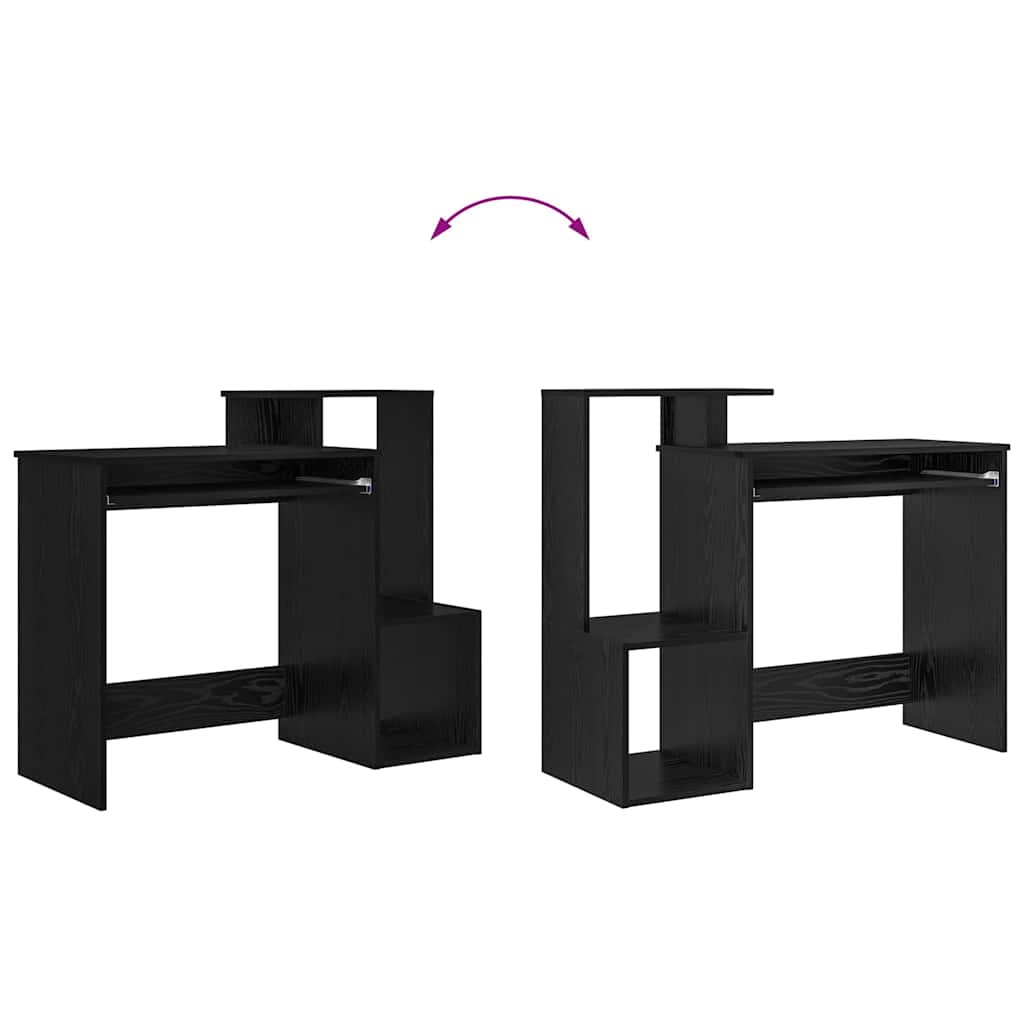 vidaXL Desk with Shelf Black Oak 106 x 40 x 88.5 cm Engineered Wood