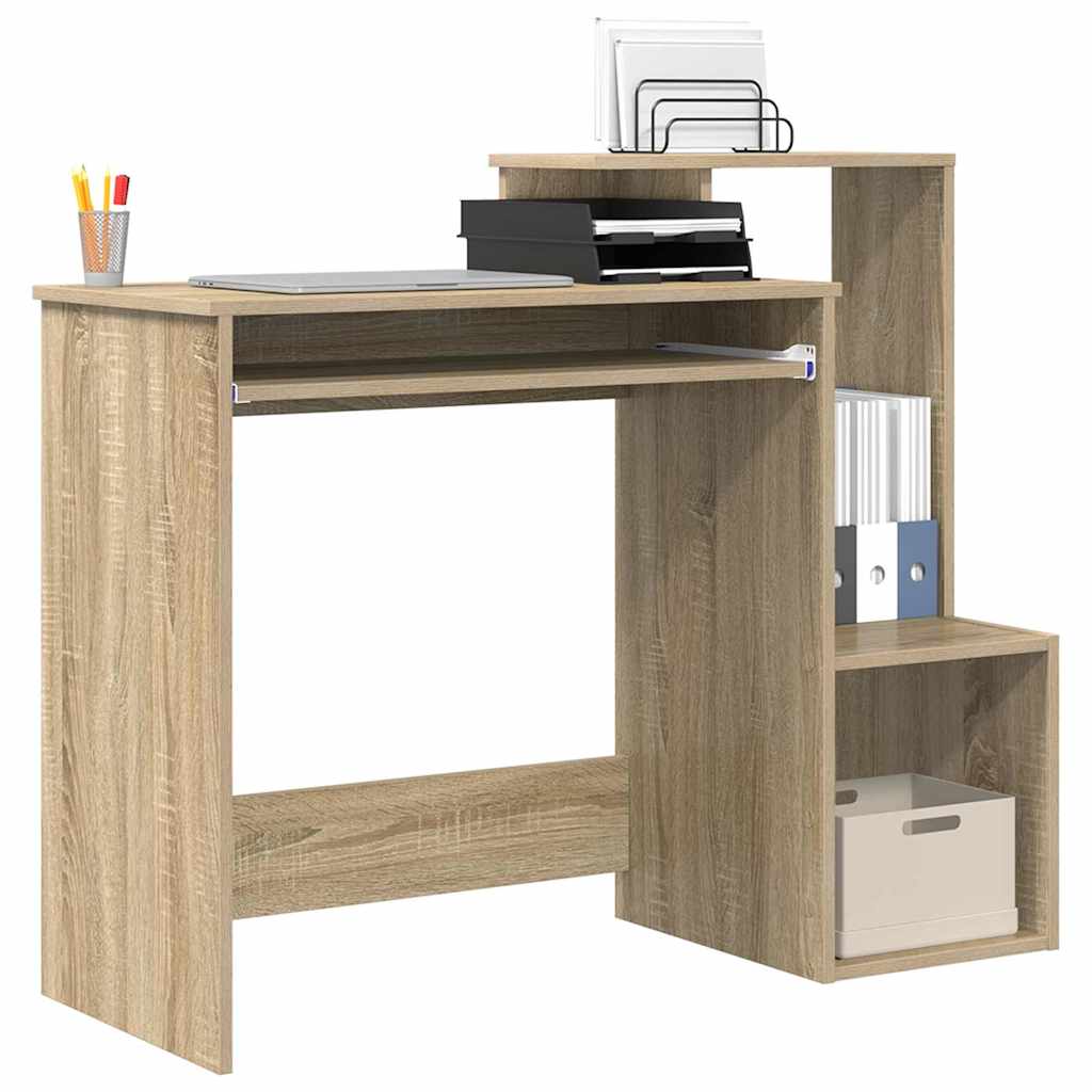 vidaXL Desk with Shelf Sonoma oak 106 x 40 x 88.5 cm Engineered Wood