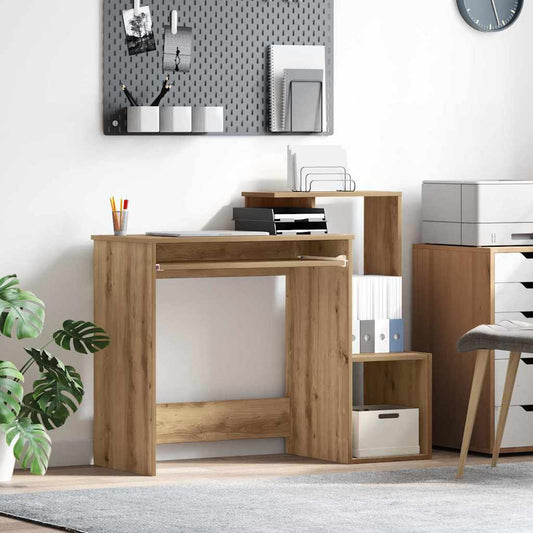 vidaXL Desk with Shelf Artisan Oak 106 x 40 x 88.5 cm Engineered Wood