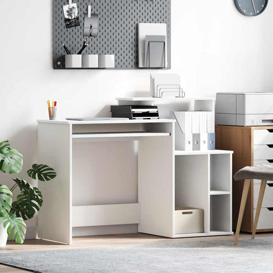 vidaXL Desk with Storage White 120.5 x 44 x 88.5 cm Engineered Wood