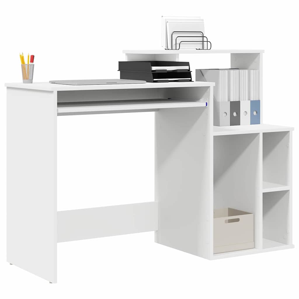 vidaXL Desk with Storage White 120.5 x 44 x 88.5 cm Engineered Wood