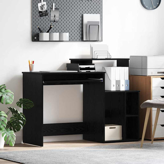 vidaXL Desk with Storage with Shelf Black Oak 120.5 x 44 x 88.5 cm