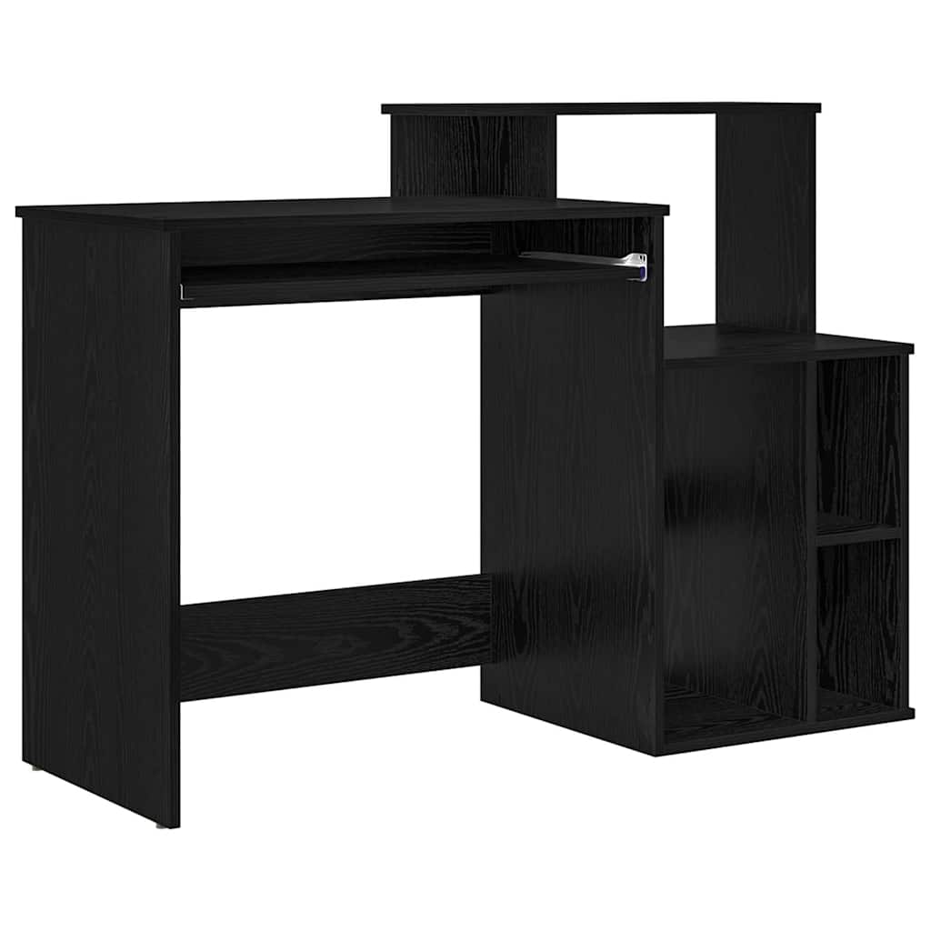 vidaXL Desk with Storage with Shelf Black Oak 120.5 x 44 x 88.5 cm