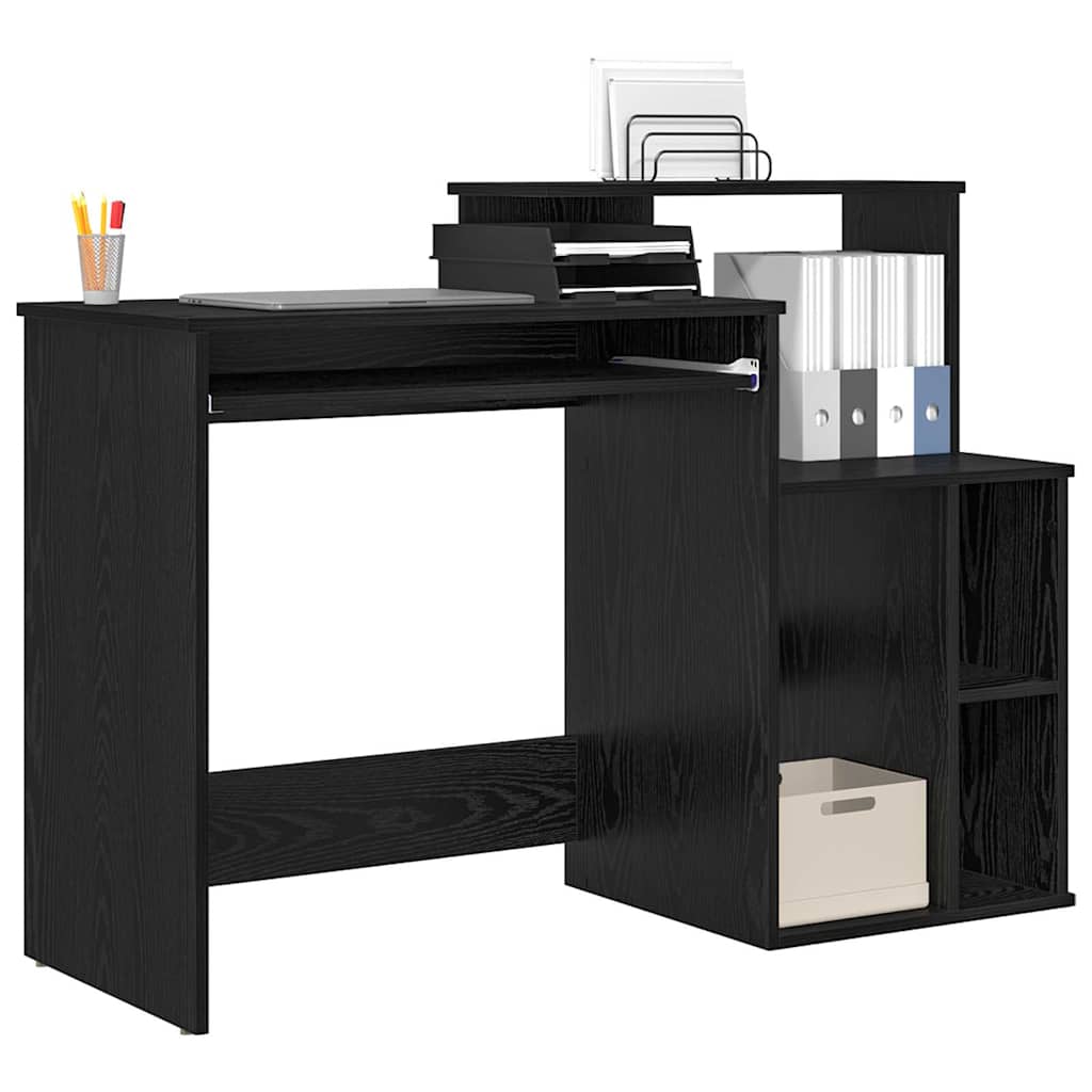 vidaXL Desk with Storage with Shelf Black Oak 120.5 x 44 x 88.5 cm