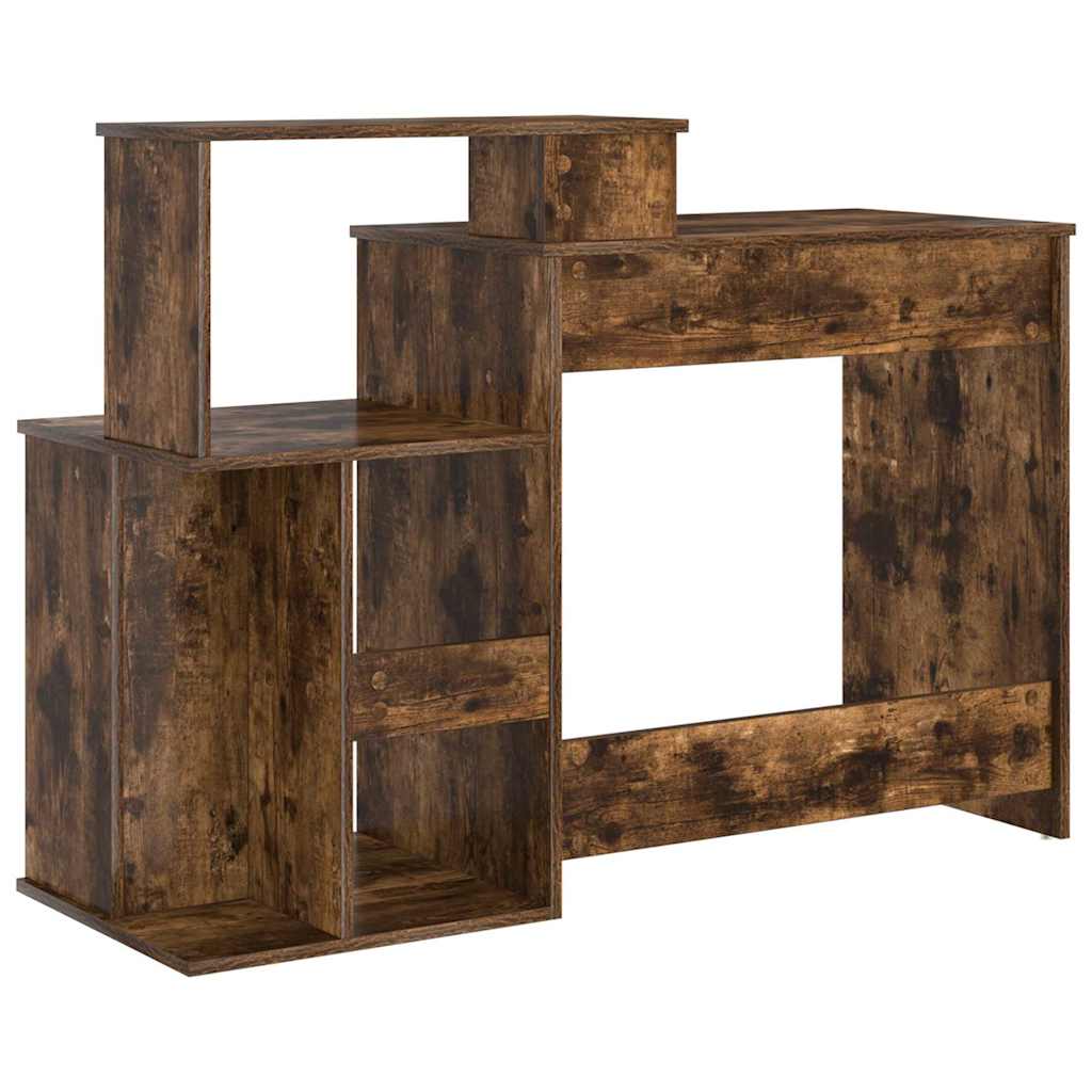 Desk with Shelf Smoked Oak 120.5 x 44 x 88.5 cm Engineered Wood