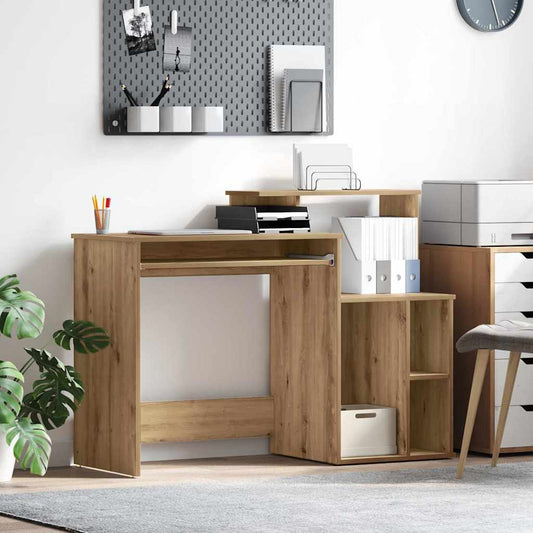 vidaXL Desk with Storage with Shelf Artisan oak 120.5 x 44 x 88.5 cm