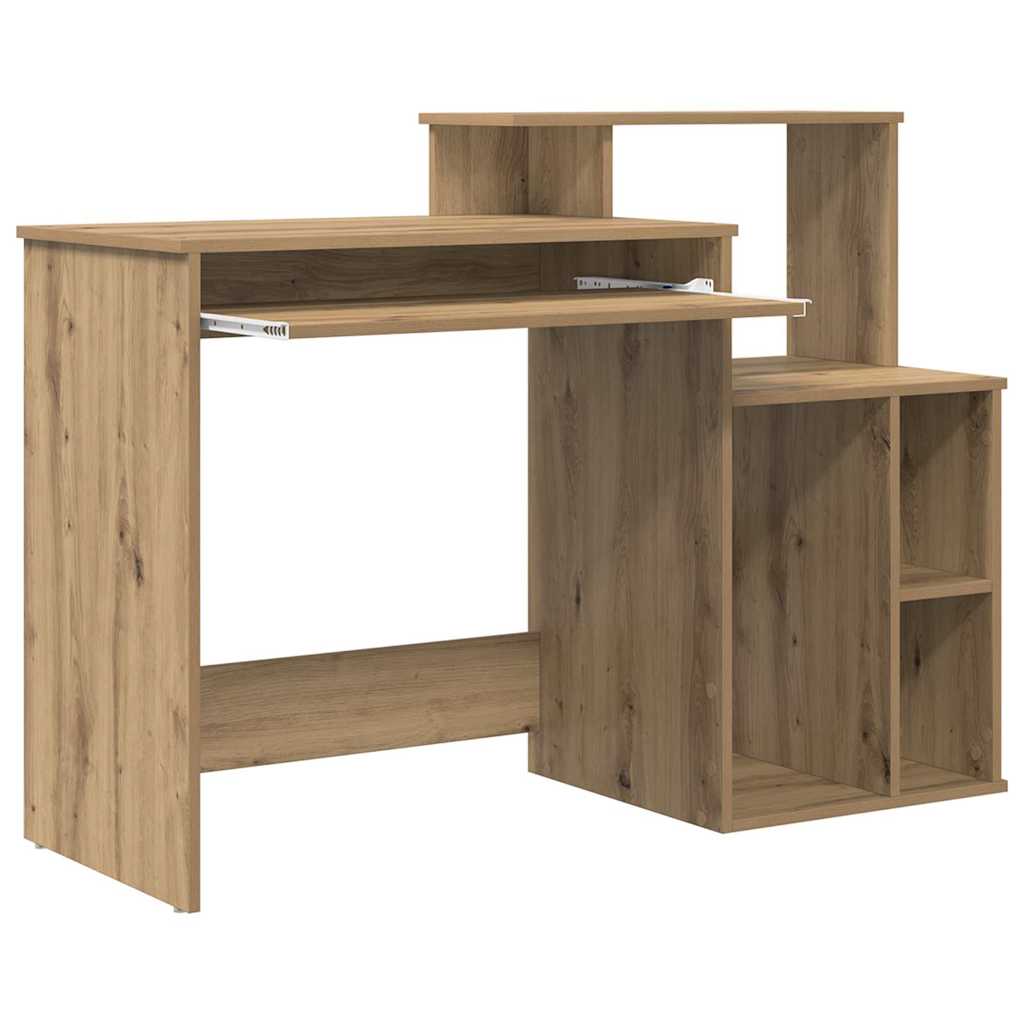 vidaXL Desk with Storage with Shelf Artisan oak 120.5 x 44 x 88.5 cm