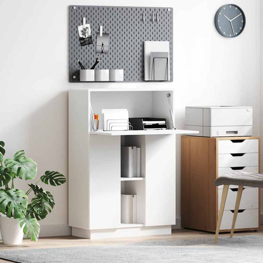 Desk White Engineered Wood 71.5 x 31.5 x 106.5 cm