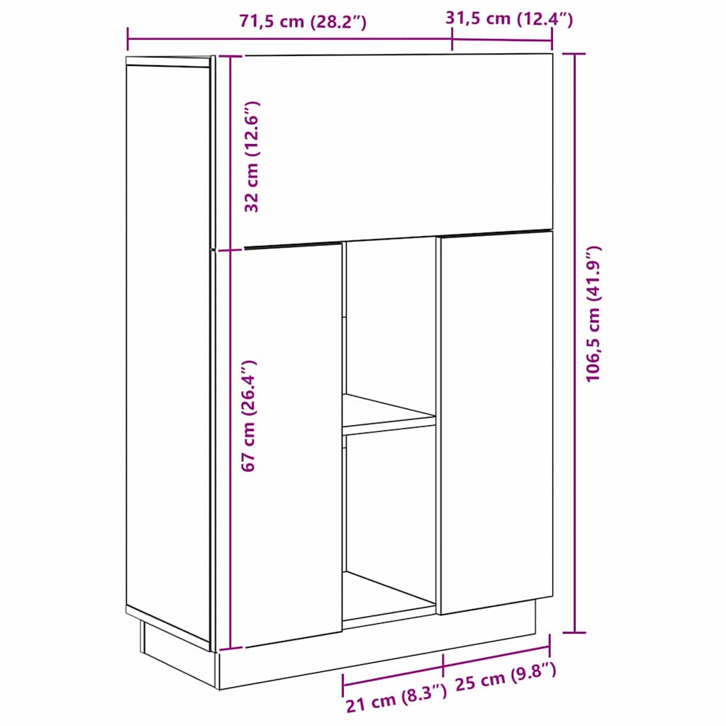 vidaXL Desk with Shelf White 71.5 x 31.5 x 106.5 cm Engineered Wood