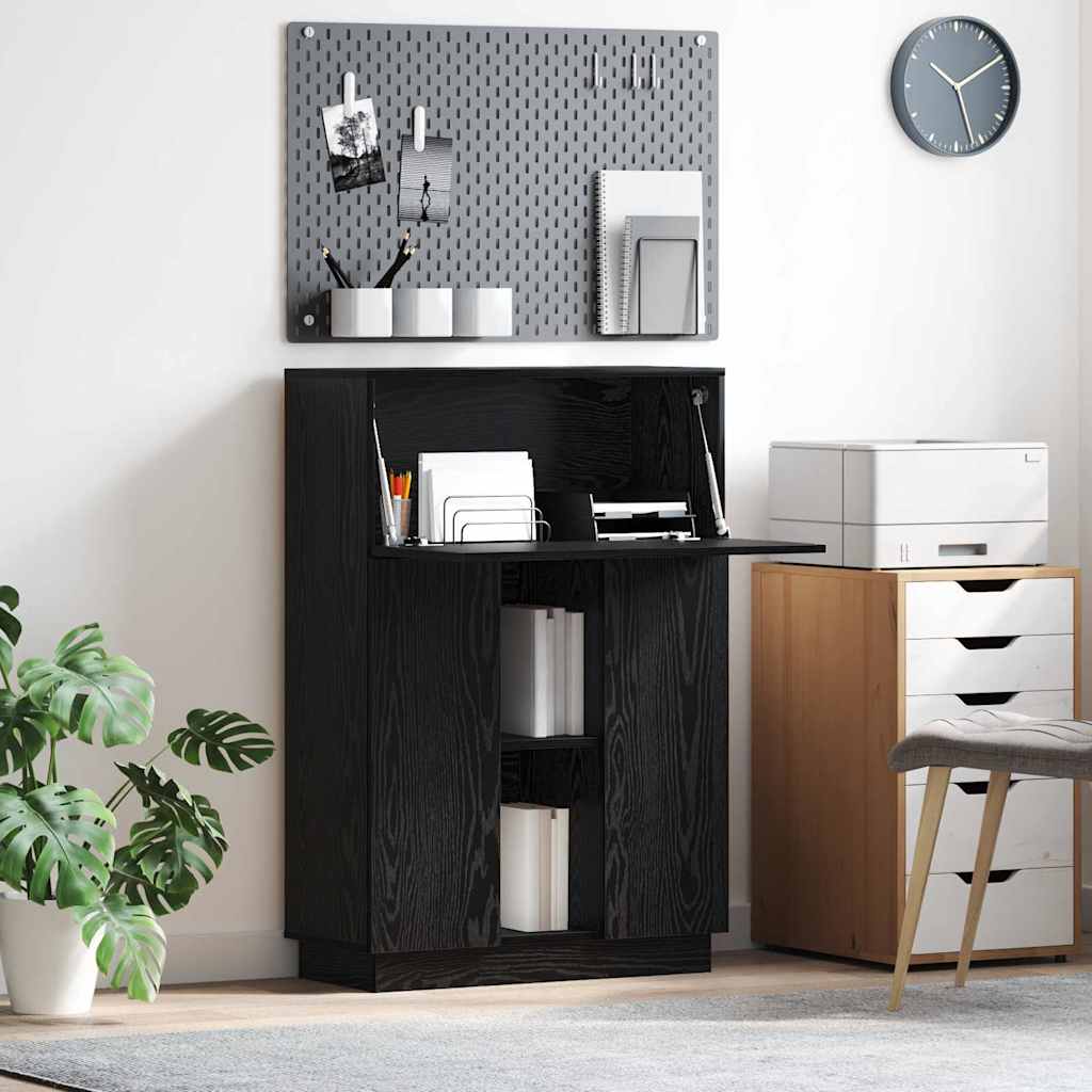 Desk with Door Black Oak 71.5 x 31.5 x 106.5 cm Engineered Wood