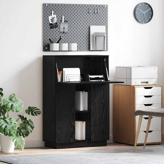 Desk with Door Black Oak 71.5 x 31.5 x 106.5 cm Engineered Wood