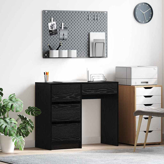 vidaXL Desk with Drawer Black oak 90 x 37.5 x 75 cm Engineered Wood
