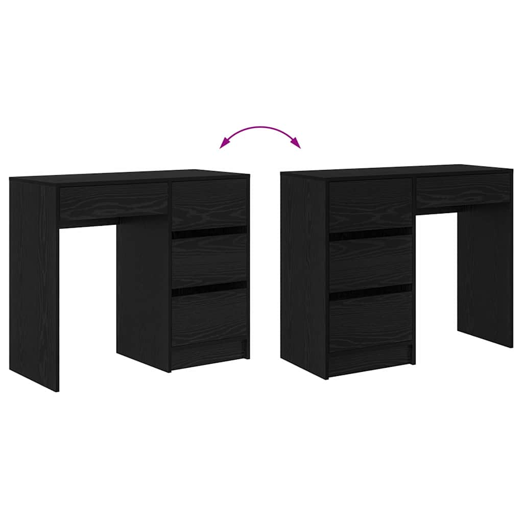 vidaXL Desk with Drawer Black oak 90 x 37.5 x 75 cm Engineered Wood