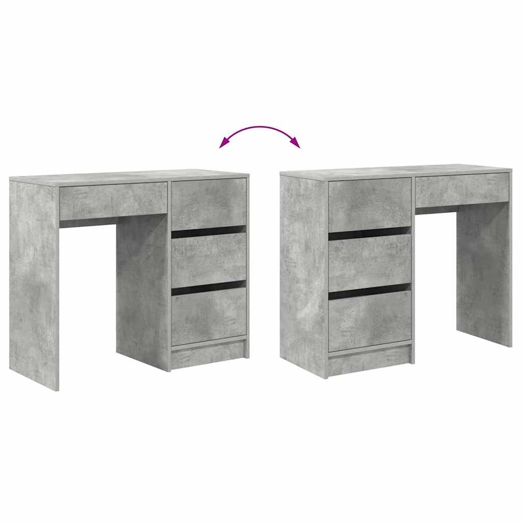 vidaXL Desk with Shelf Concrete grey 90 x 37.5 x 75 cm Engineered Wood