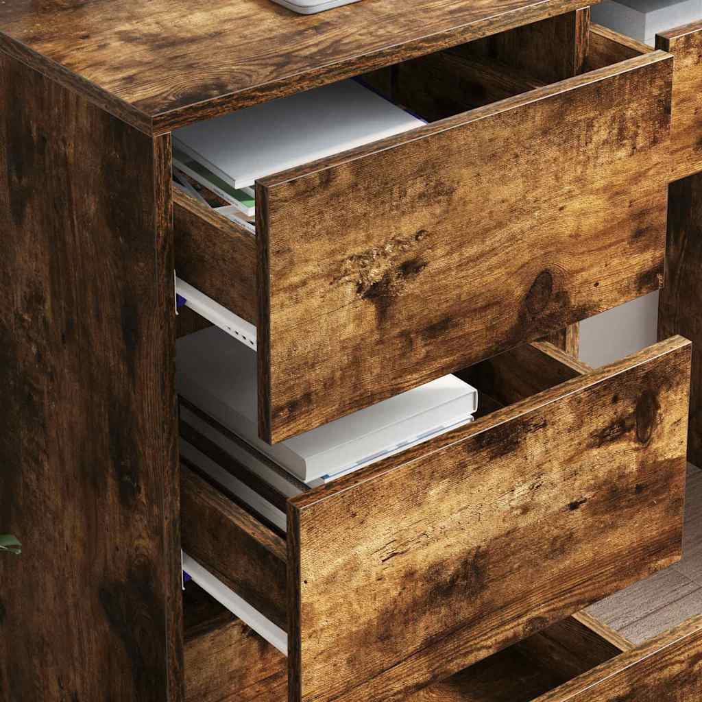 Desk Smoked Oak Engineered Wood 90 x 37.5 x 75 cm