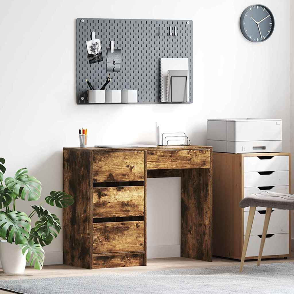 Desk Smoked Oak Engineered Wood 90 x 37.5 x 75 cm