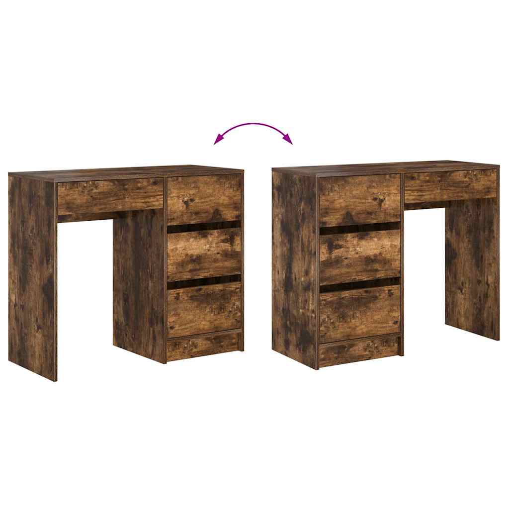 Desk Smoked Oak Engineered Wood 90 x 37.5 x 75 cm