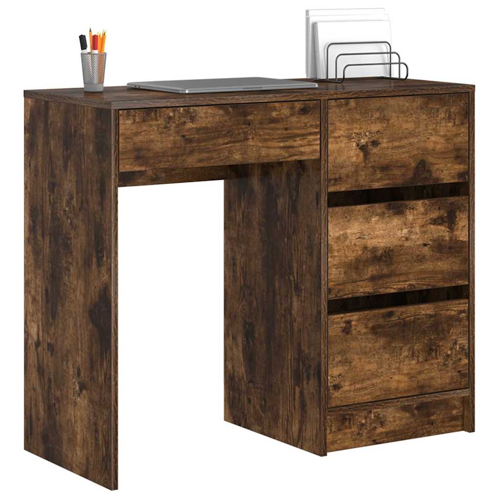 Desk Smoked Oak Engineered Wood 90 x 37.5 x 75 cm