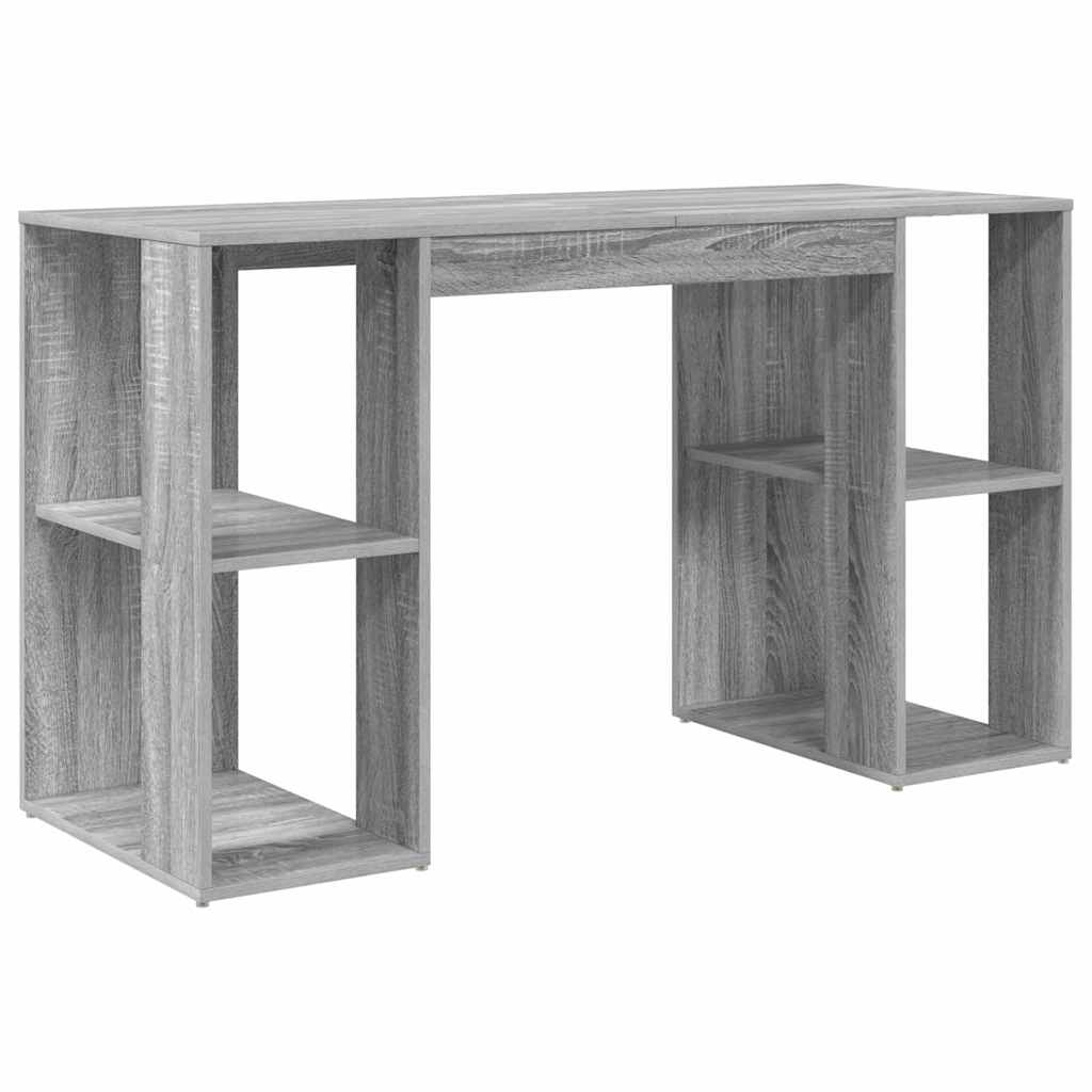 vidaXL Desk with Storage with Shelf Grey Sonoma 130 x 50.5 x 75 cm