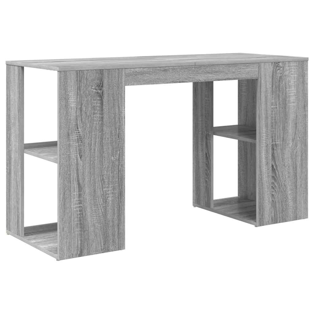 vidaXL Desk with Storage with Shelf Grey Sonoma 130 x 50.5 x 75 cm