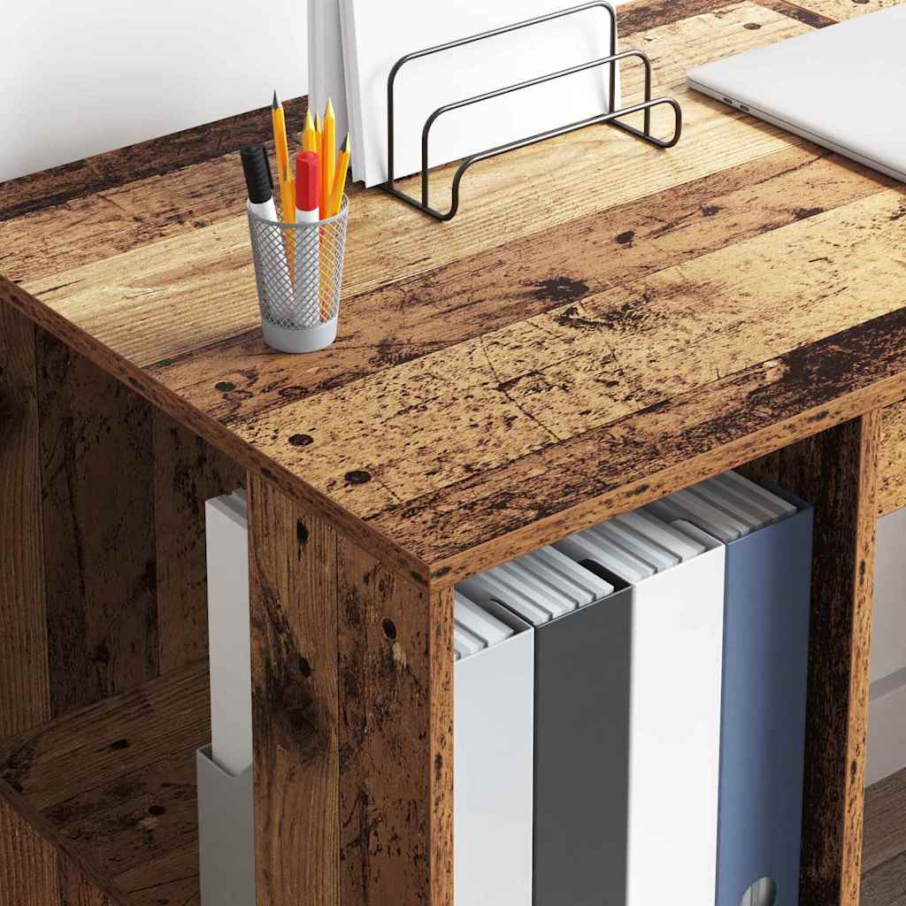 Desk with Shelf Old Wood 130 x 50.5 x 75 cm Engineered Wood