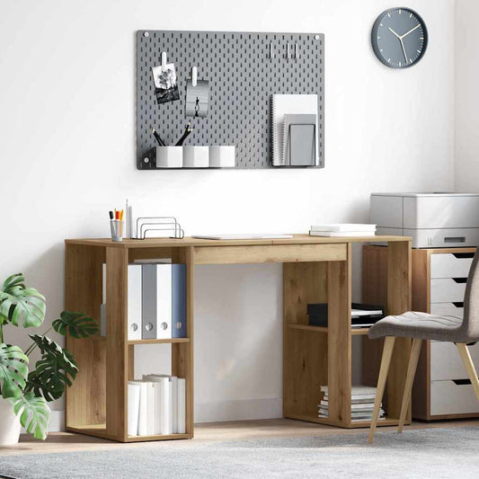 Desk with Shelf Artisan Oak 130 x 50.5 x 75 cm Engineered Wood