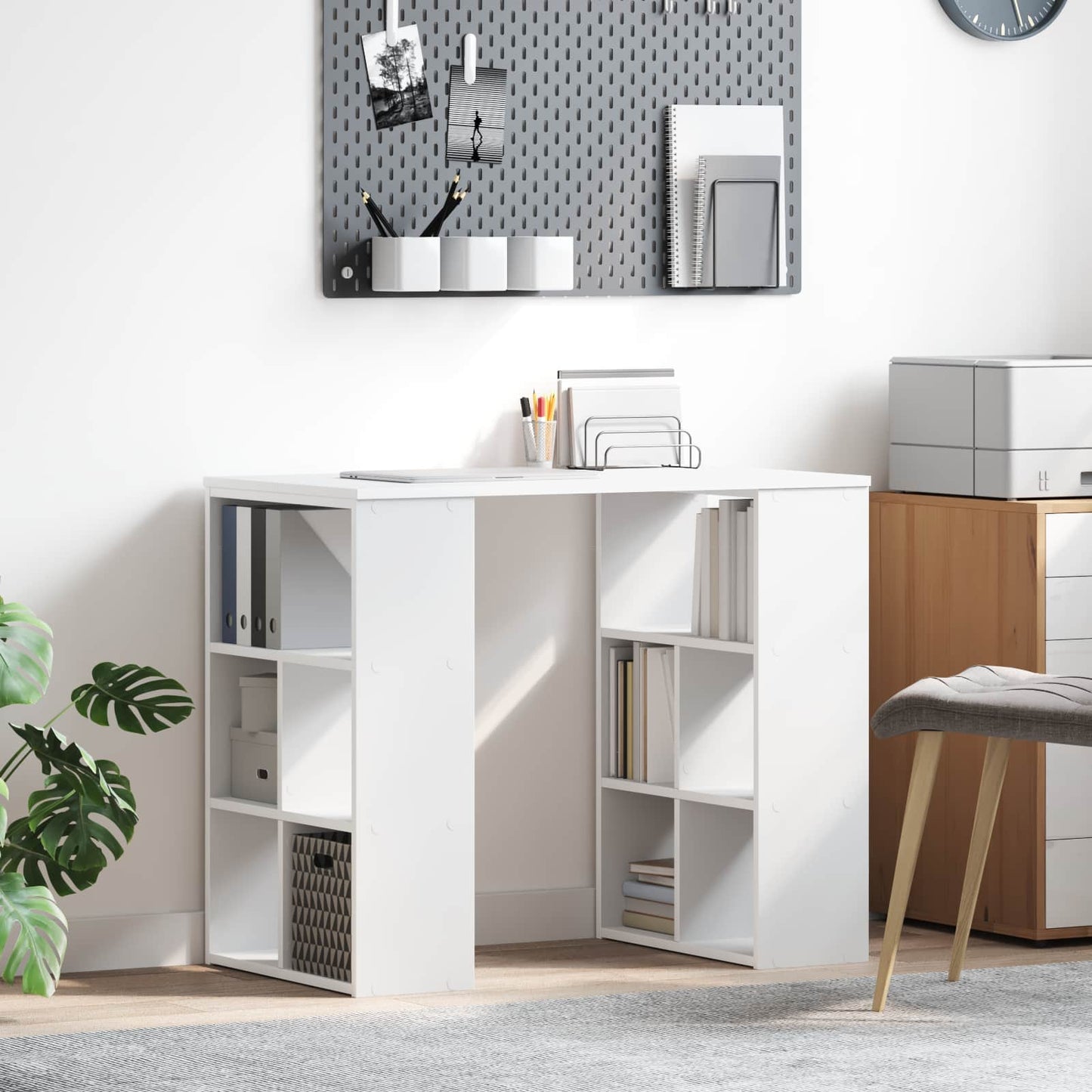 Desk with Shelf White 90 x 50 x 75 cm Engineered Wood