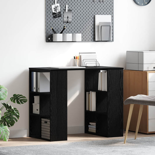 Desk with Shelf Black Oak 90 x 50 x 75 cm Engineered Wood