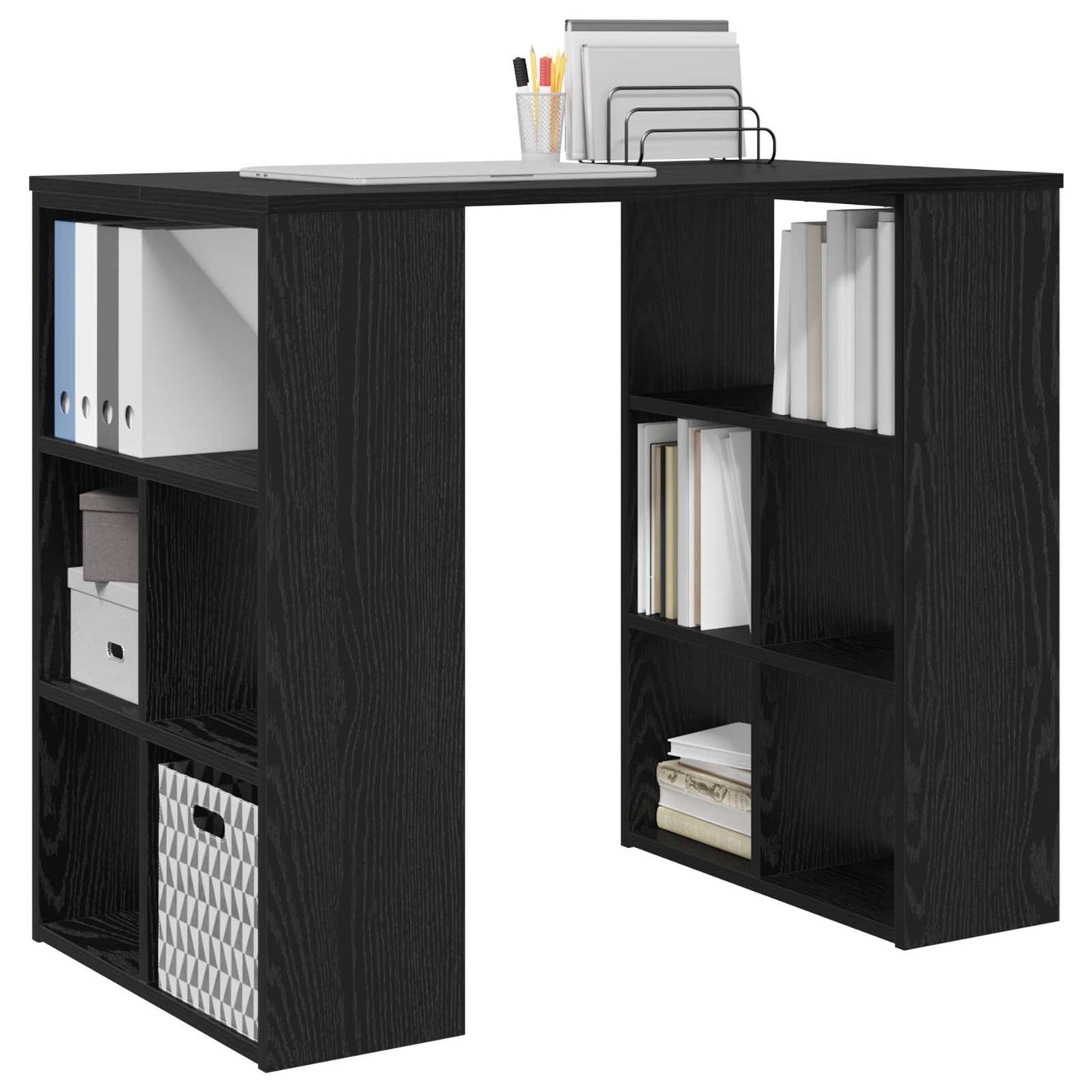 Desk with Shelf Black Oak 90 x 50 x 75 cm Engineered Wood