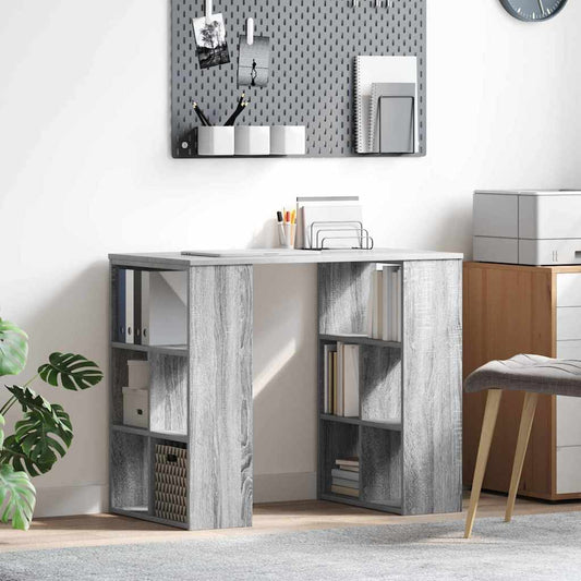 vidaXL Desk with Shelf Grey 90 x 50 x 75 cm Engineered Wood