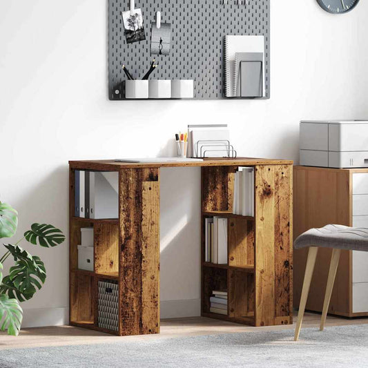 vidaXL Desk with Shelf Old Wood 90 x 50 x 75 cm Engineered Wood