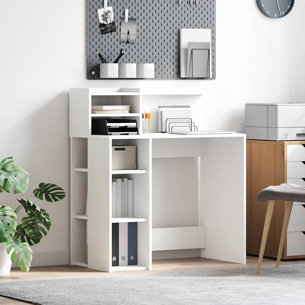vidaXL Desk with Storage White 90 x 48 x 101.5 cm Engineered Wood