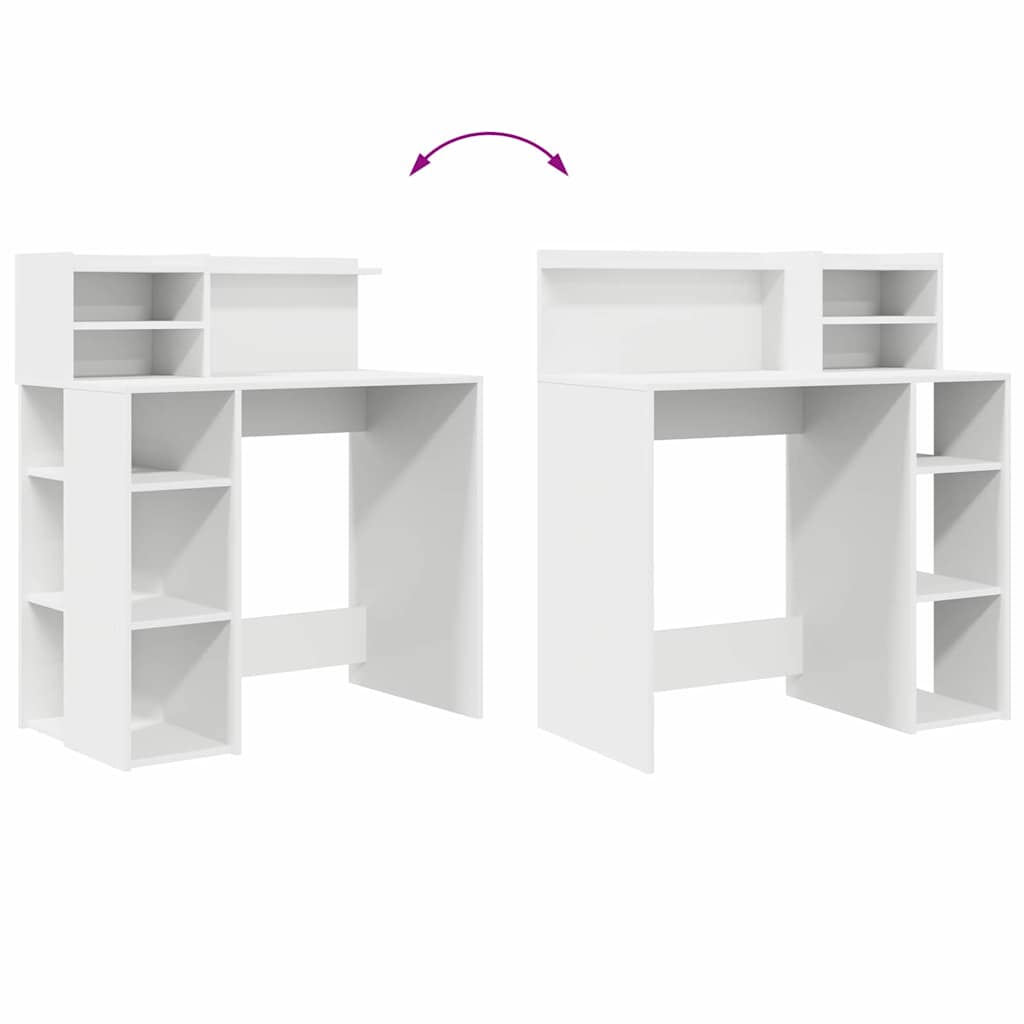 vidaXL Desk with Storage White 90 x 48 x 101.5 cm Engineered Wood