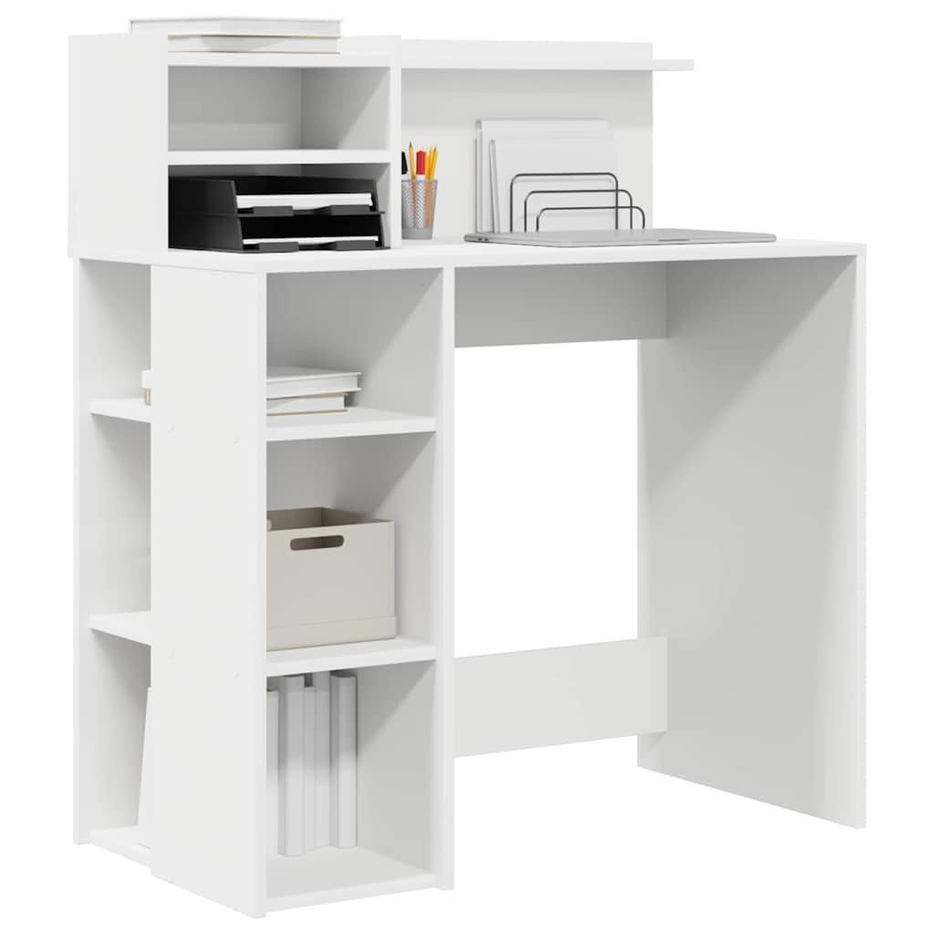 vidaXL Desk with Storage White 90 x 48 x 101.5 cm Engineered Wood