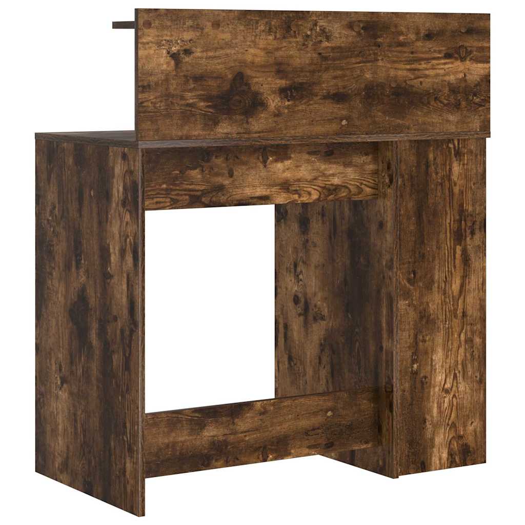 Desk with Shelf Smoked Oak 90 x 48 x 101.5 cm Engineered Wood