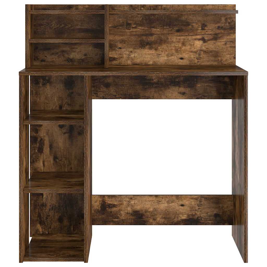 Desk with Shelf Smoked Oak 90 x 48 x 101.5 cm Engineered Wood