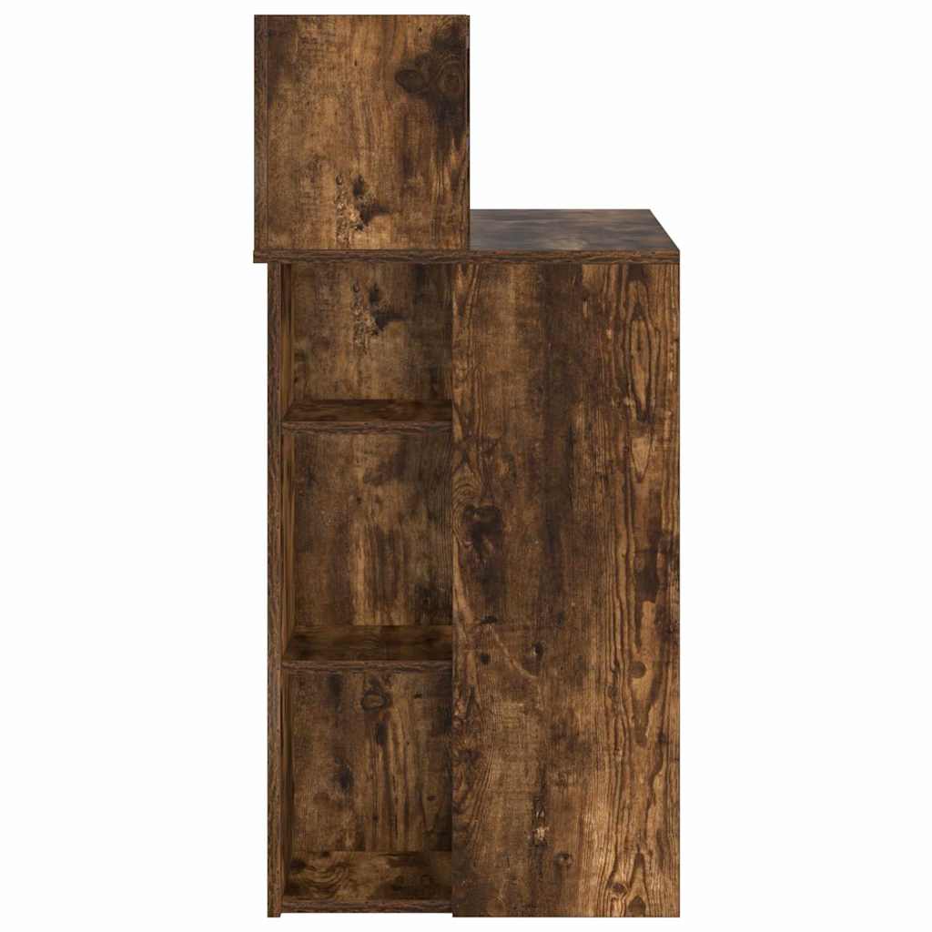Desk with Shelf Smoked Oak 90 x 48 x 101.5 cm Engineered Wood